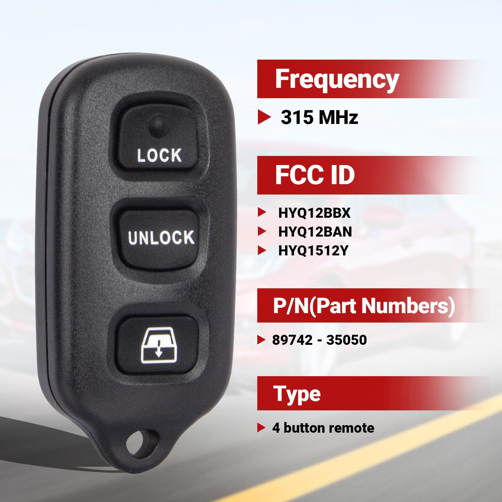 Jugmew Toyota Sequoia remote front view highlighting ergonomic design