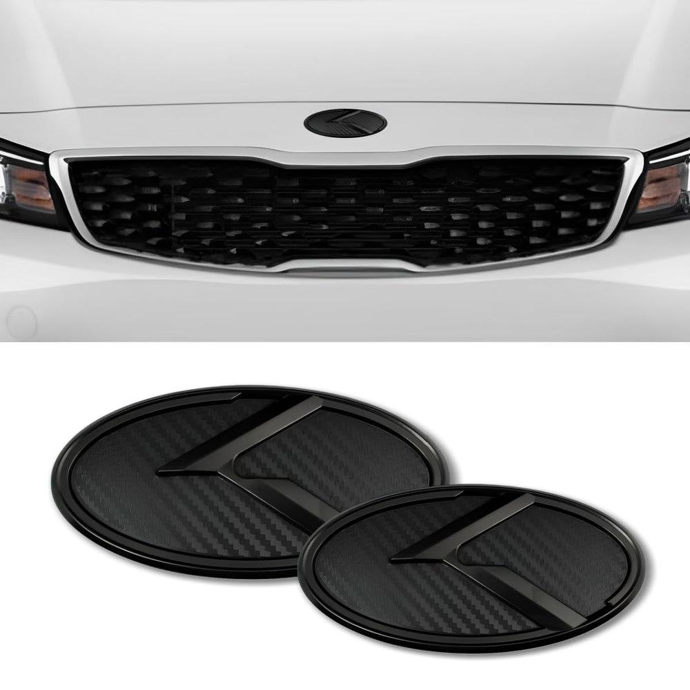 Julopo K-logo front hood emblem in carbon fiber black boosts sporty look.