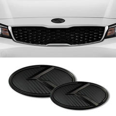 Julopo K-logo front hood emblem in carbon fiber black boosts sporty look.