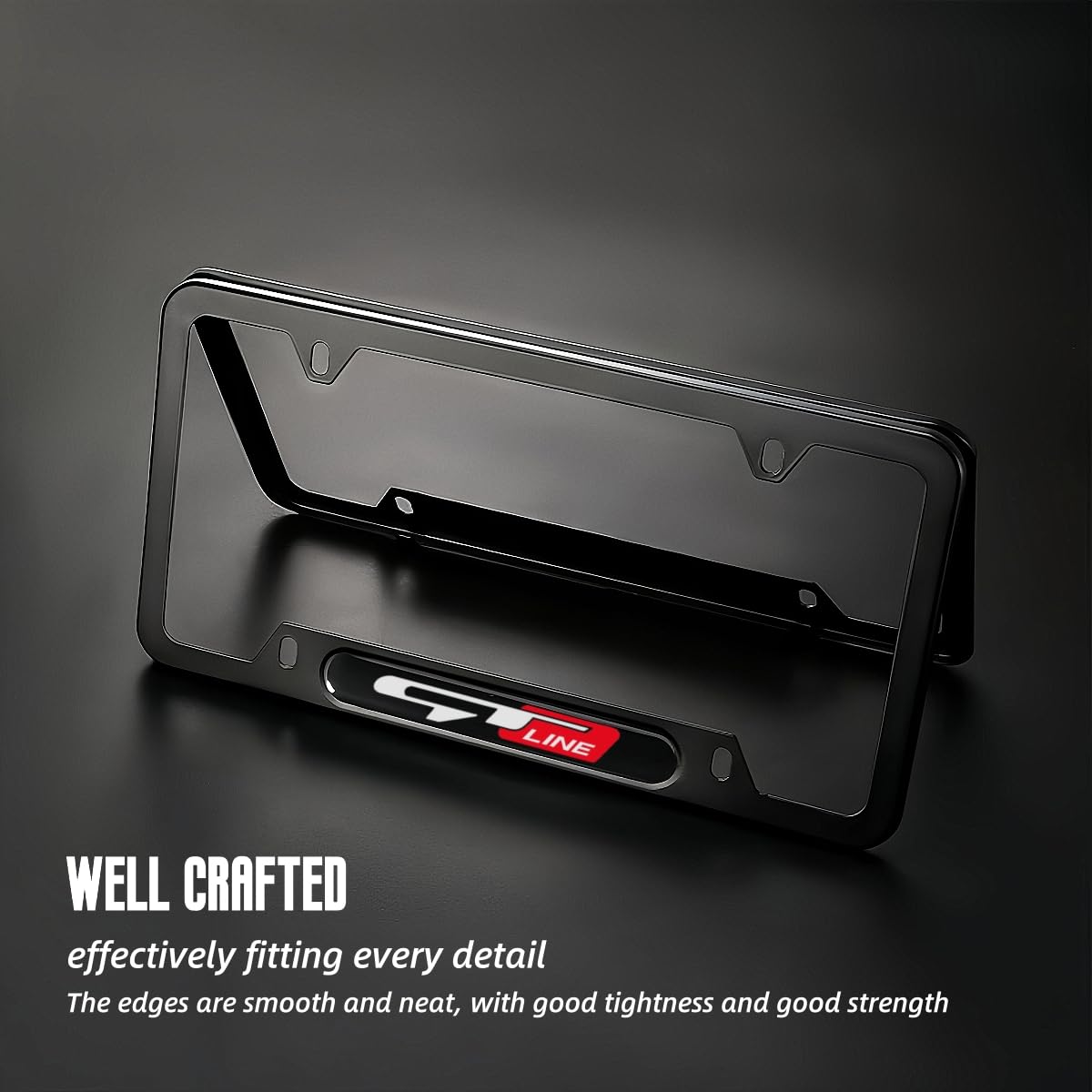 JULOPO license plate frame matte finish detail highlights stylish, low-reflection look.