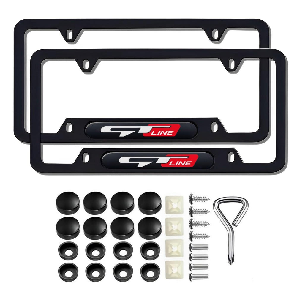 JULOPO two-piece black aluminum license plate frame front view adds durable styling.