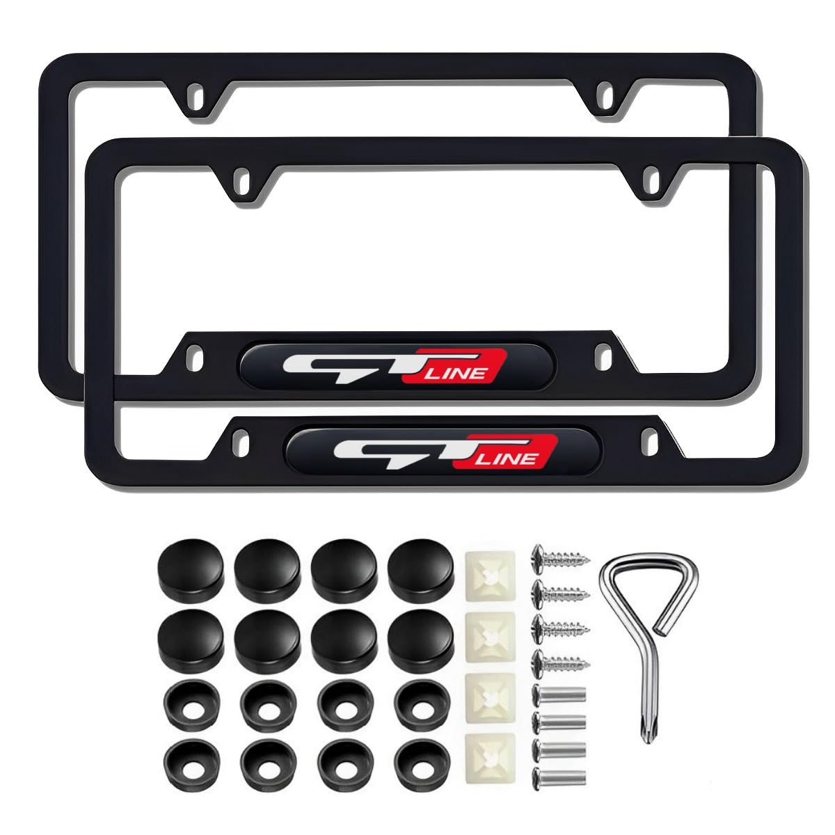 JULOPO two-piece black aluminum license plate frame front view adds durable styling.