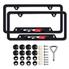 JULOPO two-piece black aluminum license plate frame front view adds durable styling.