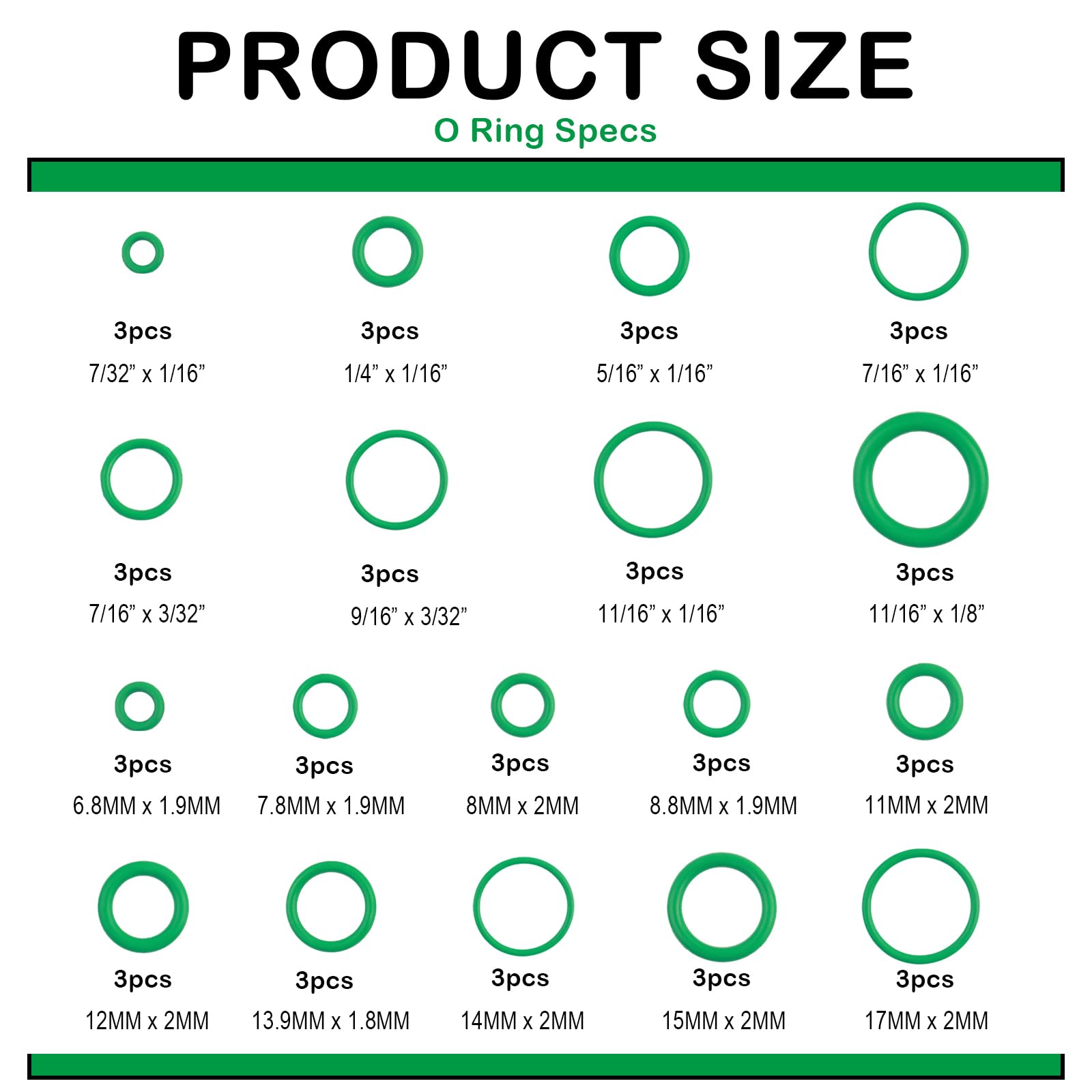 Junecarp o-rings multi-size set spanning 18 sizes for versatile repairs.
