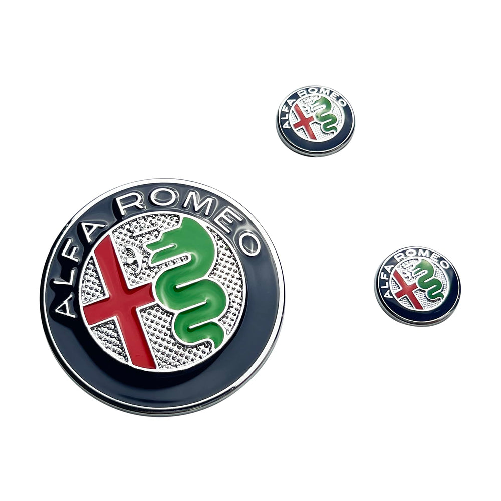 JUNMEI 3D zinc central knob logo decal enhances Alfa Romeo Giulia interior style
