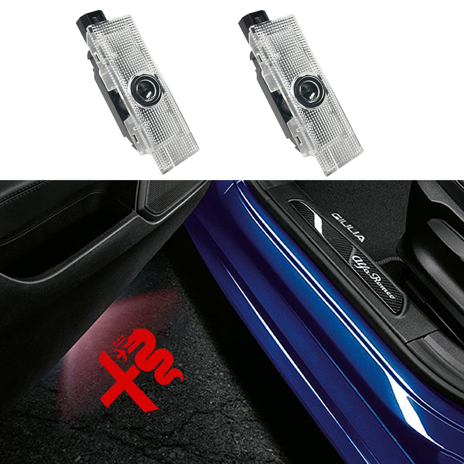 JUNMEI Alfa Romeo door light logo projection enhances night visibility and curb appeal