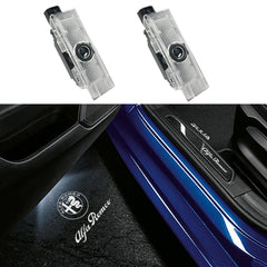 Junmei door light logo puddle on Alfa Romeo Giulia provides enhanced nighttime entry visibility.