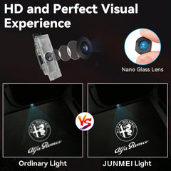 Junmei door light logo puddle for Stelvio improves door area illumination for safer steps.