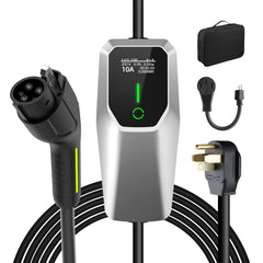 Junsun 2-in-1 EV charger with LCD screen showing real-time data.