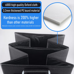 Junsungo Car Trunk Organizer open showing two large compartments and pockets.