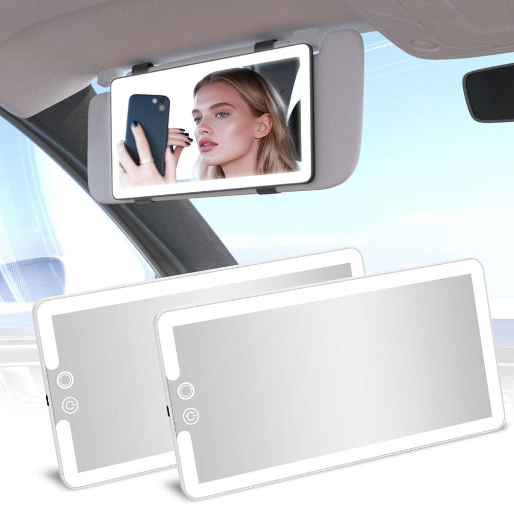 Junyaoxuan 2-pack car visor mirror with lights for easy makeup in day or night