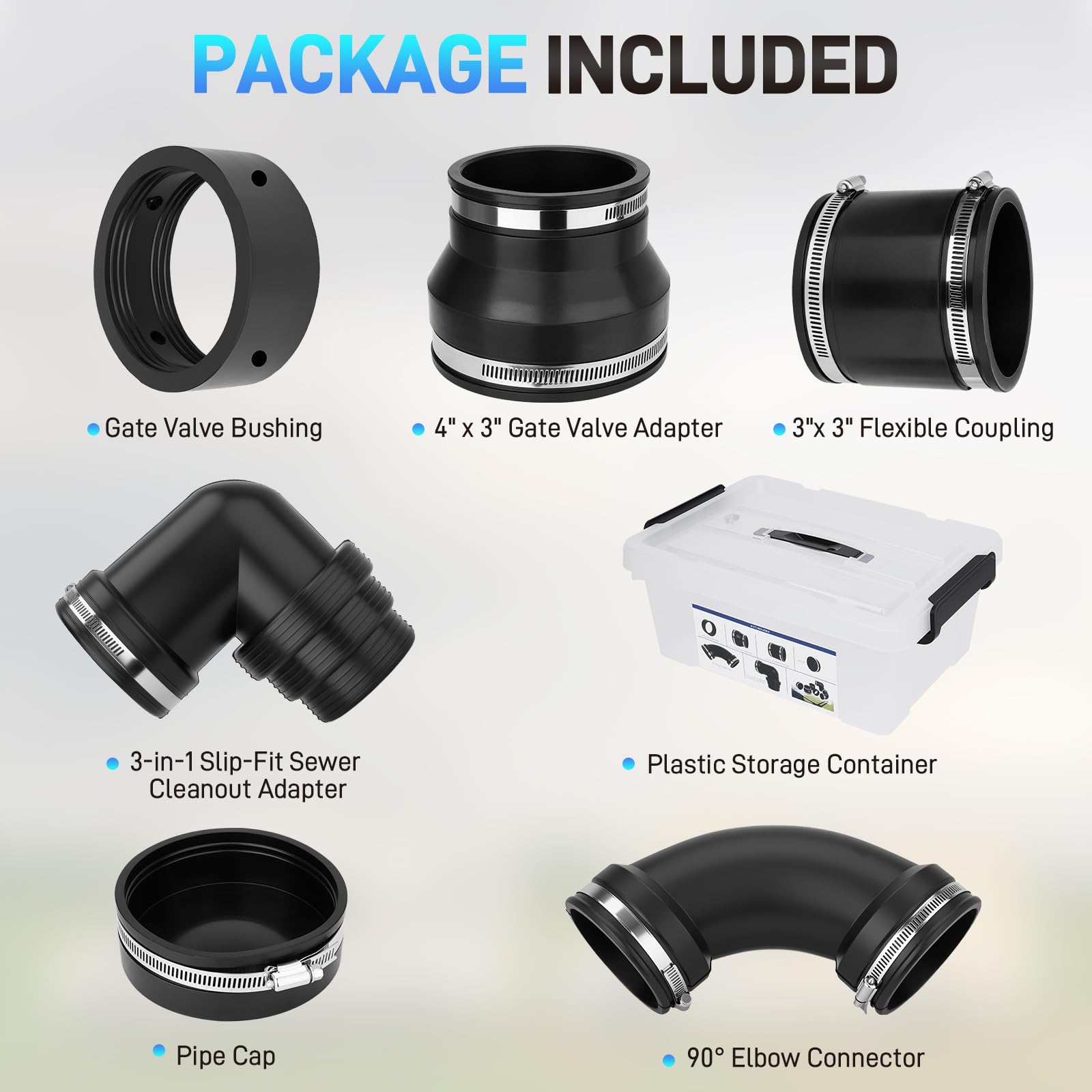 jurplix 3-in-1 slip-fit sewer cleanout adapter set