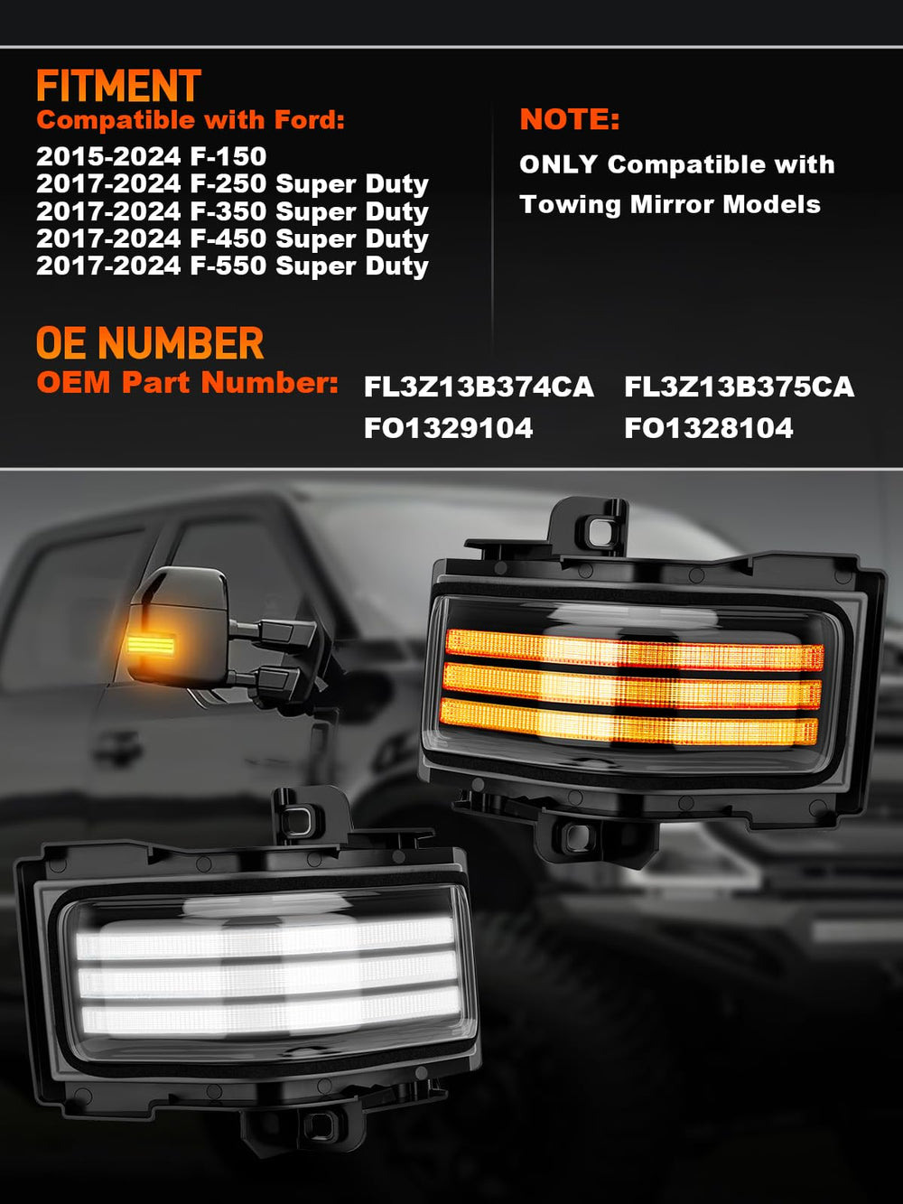 Jurplix amber dynamic turn signal for Ford F-150 mirror improves signaling