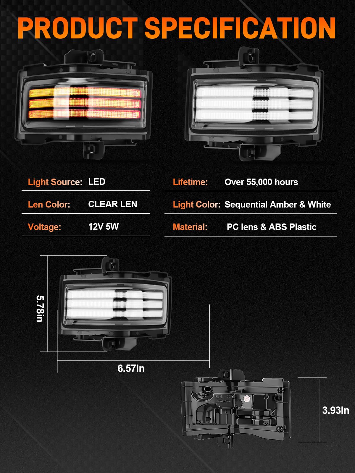 Jurplix DOT and SAE approved mirror lights for reliable replacement