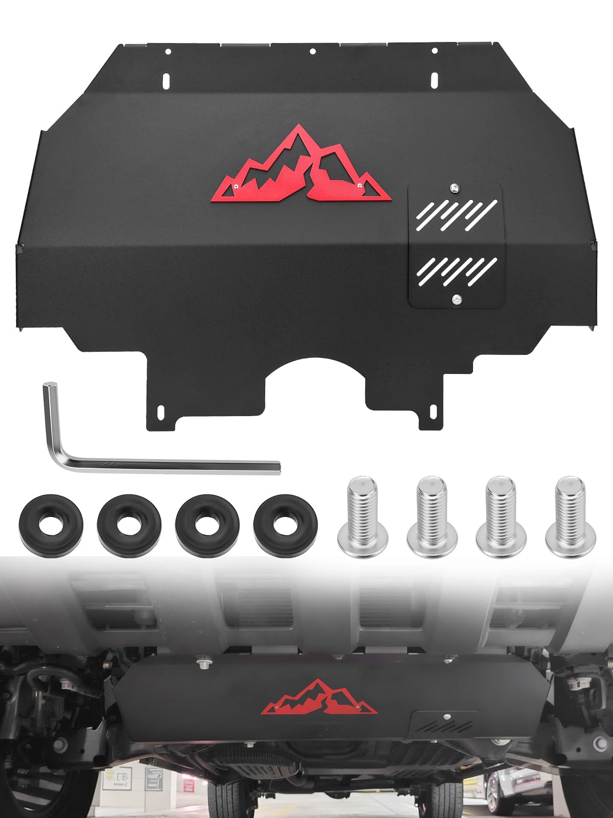 Jurplix engine front skid plate on a Toyota Tacoma protecting the engine area during rugged off-road use