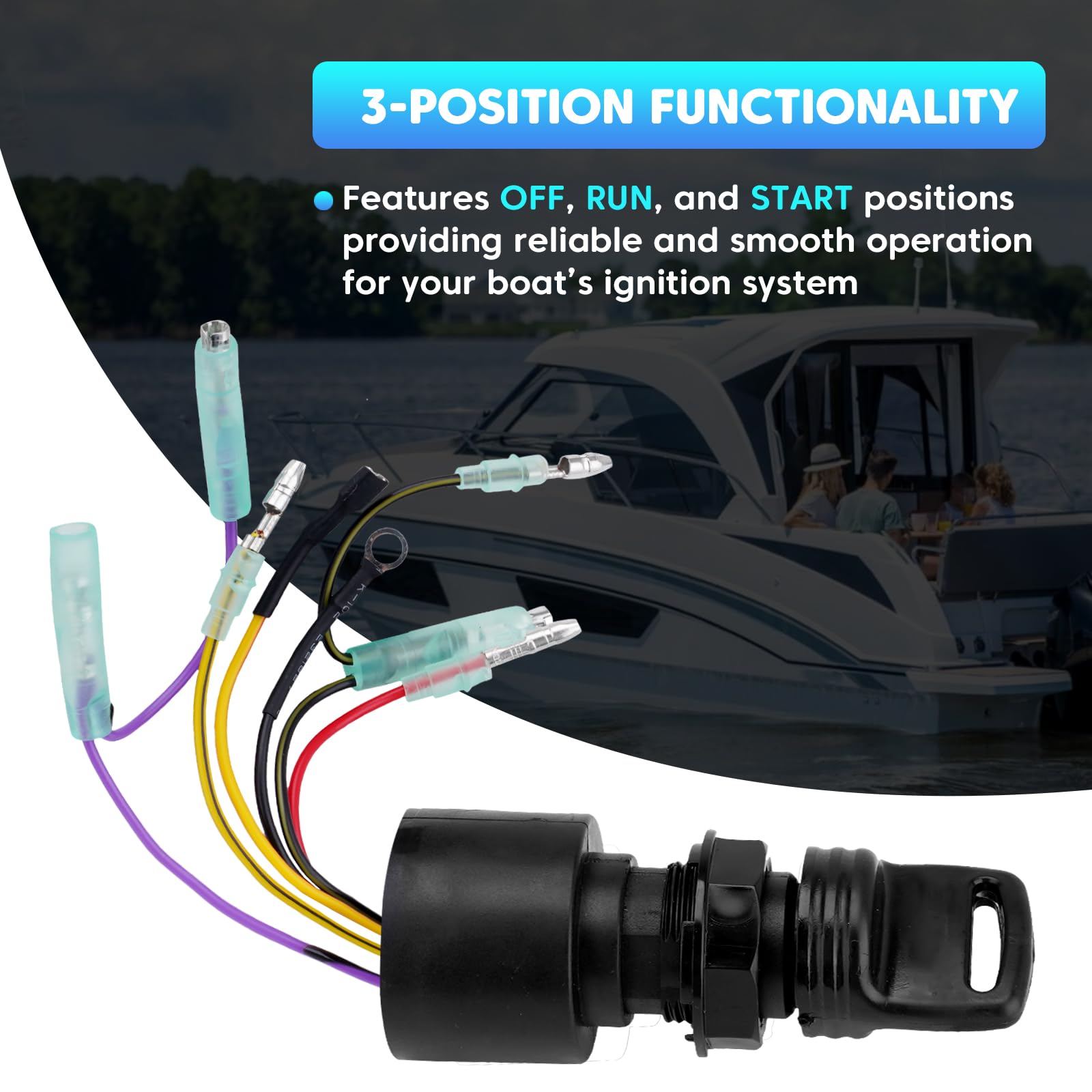 JURPLIX ignition switch with two keys for convenient access on deck.
