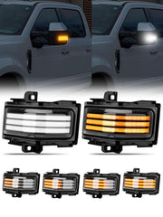 Jurplix LED sequential side mirror light for Ford F-150, white and amber, enhances visibility
