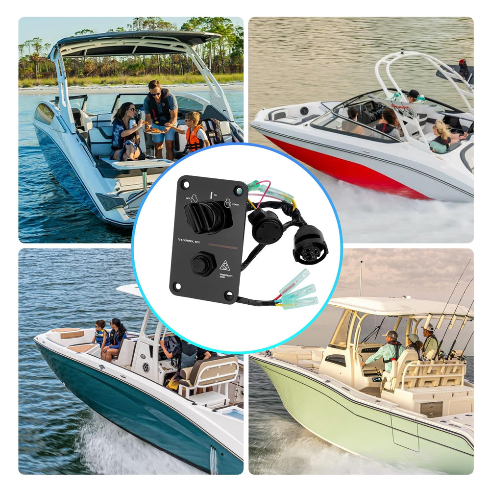 JURPLIX marine 12V control panel featuring a top emergency stop switch.