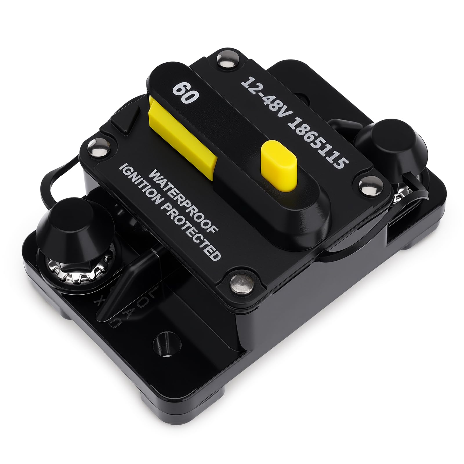 JURPLIX MKR-27 front view shows rugged circuit breaker for marine and automotive setups.