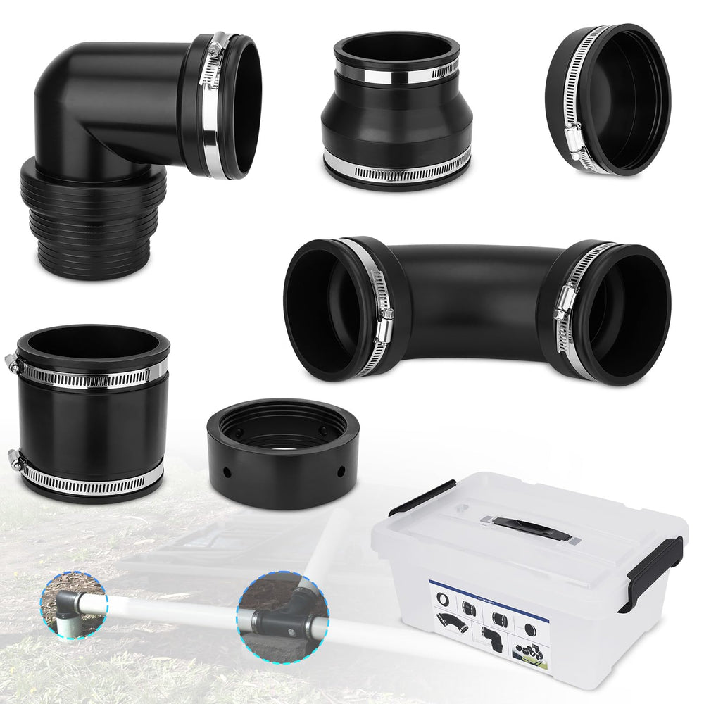 jurplix rv sewage kit packaging shows all-in-one external station components