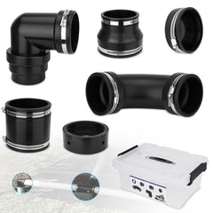 jurplix rv sewage kit packaging shows all-in-one external station components