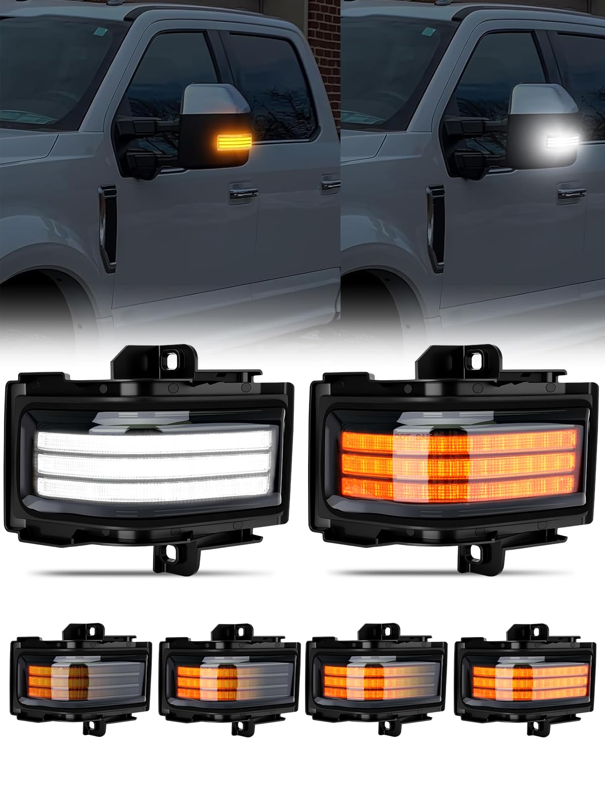 JURPLIX Ford F-150 white and amber side mirror LED marker lights for improved visibility