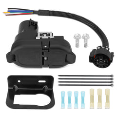 JURPLIX trailer wiring 7-4 pin assembly with dual sockets for versatile towing connections.