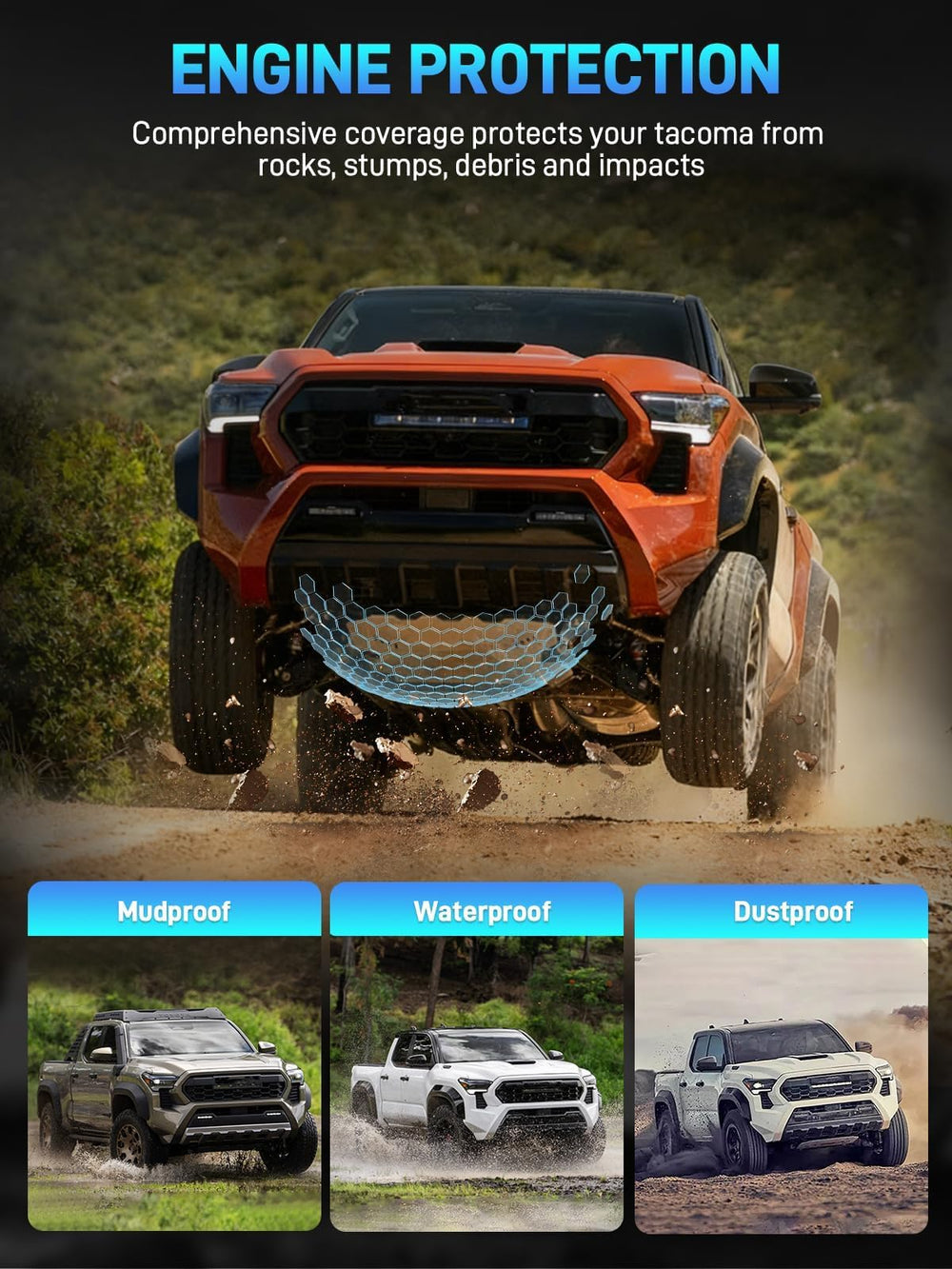 Jurplix underbody protection panel guarding engine components on rough terrain