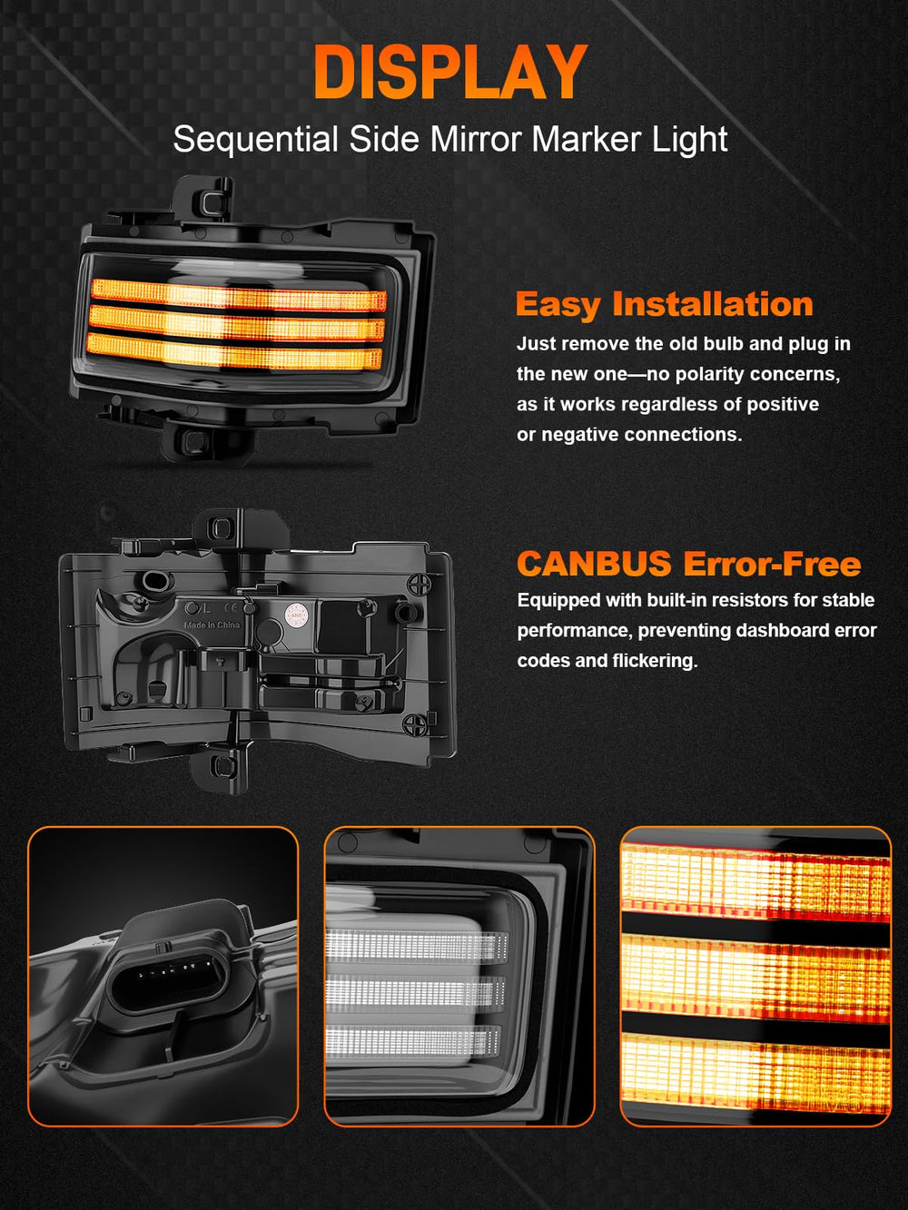 Jurplix weather-sealed housing resists water and dust, durable mirror lights