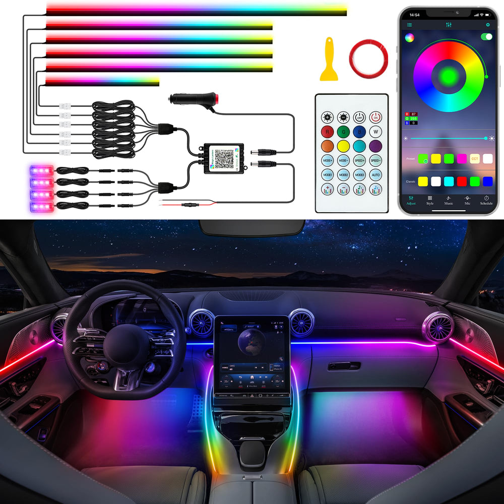 Jushope car LED strip startup-scan showcases customizable color on startup