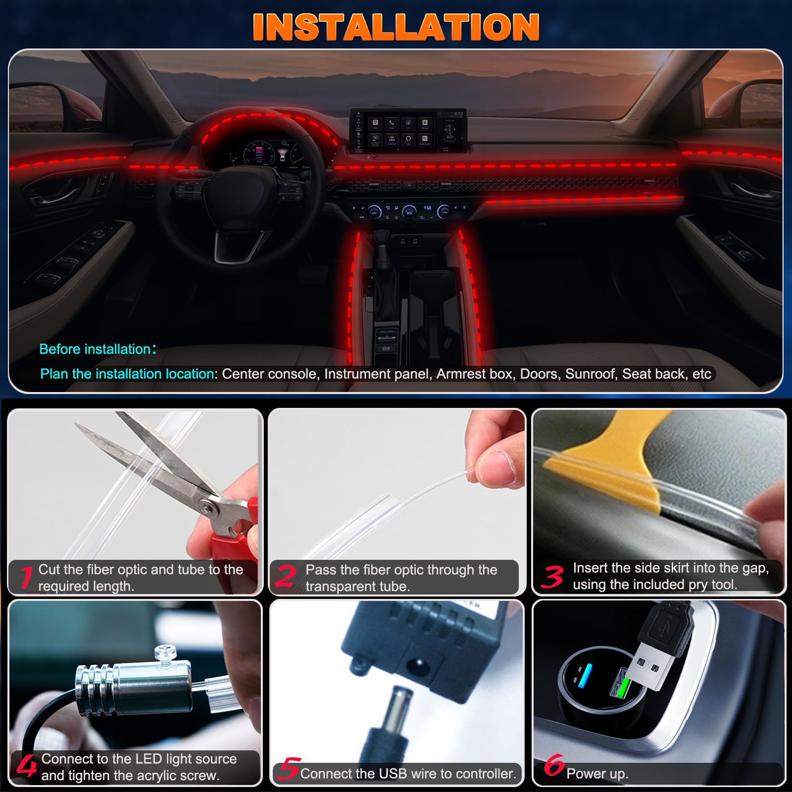 Jushope installation ideas for quick ambient car lighting setup