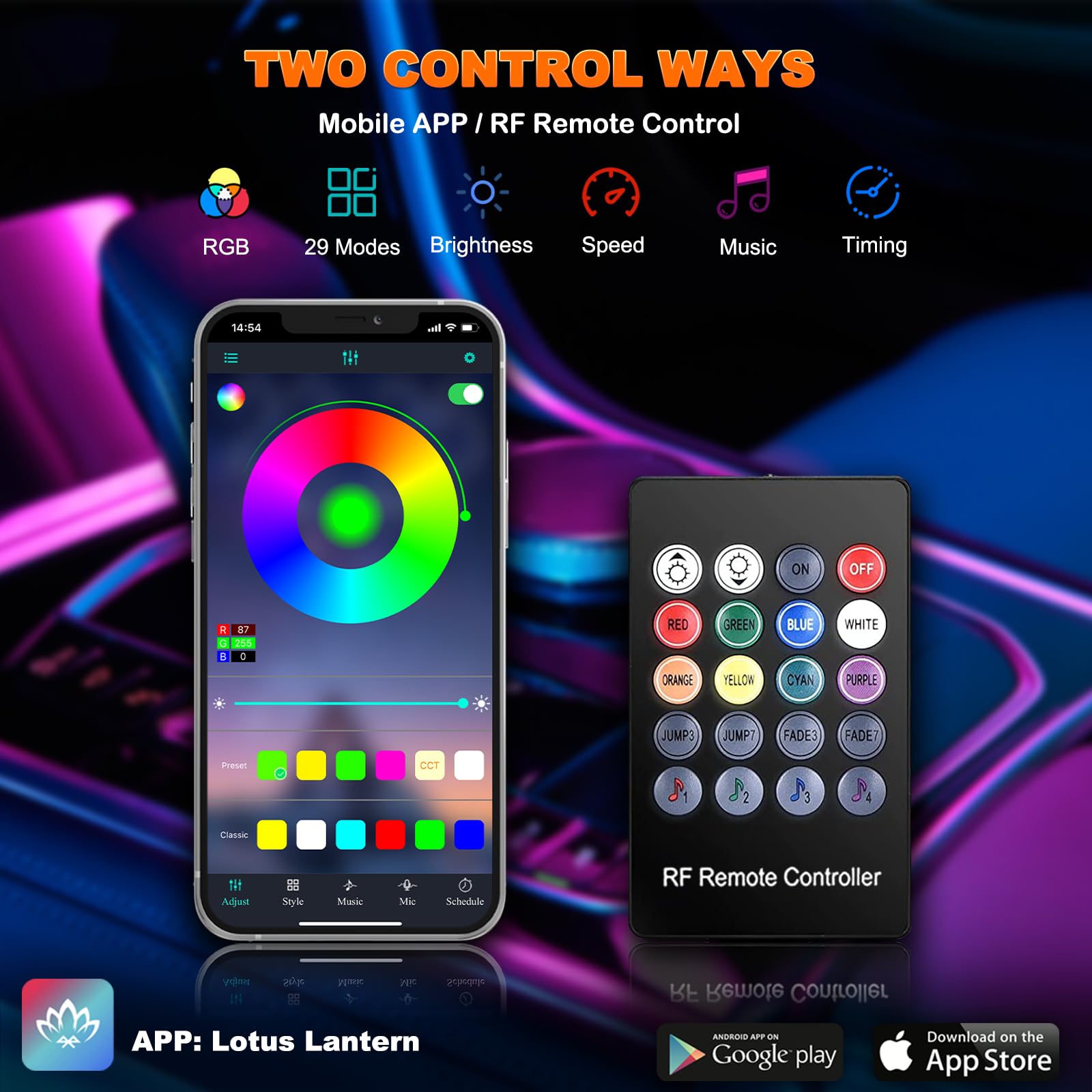 Jushope lighting with sound-active mode responds to music in real time.