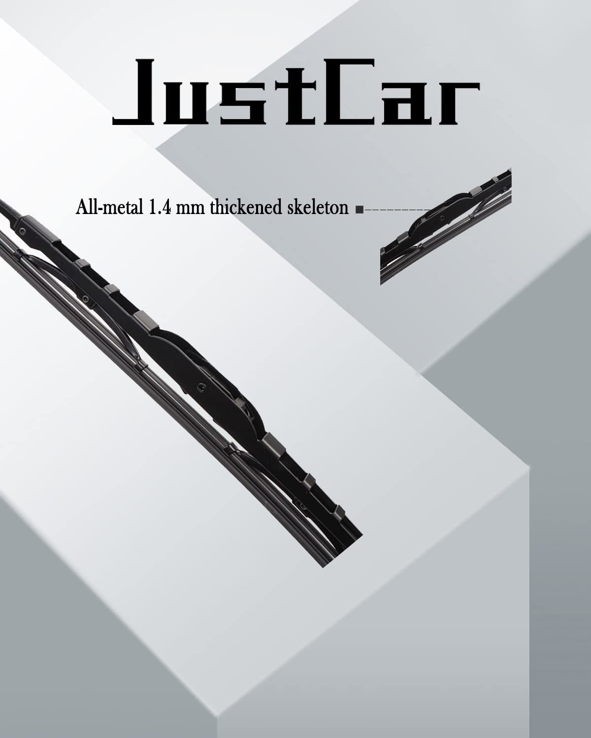 JustCar metal-frame wiper blade delivers stable, quiet wiping.