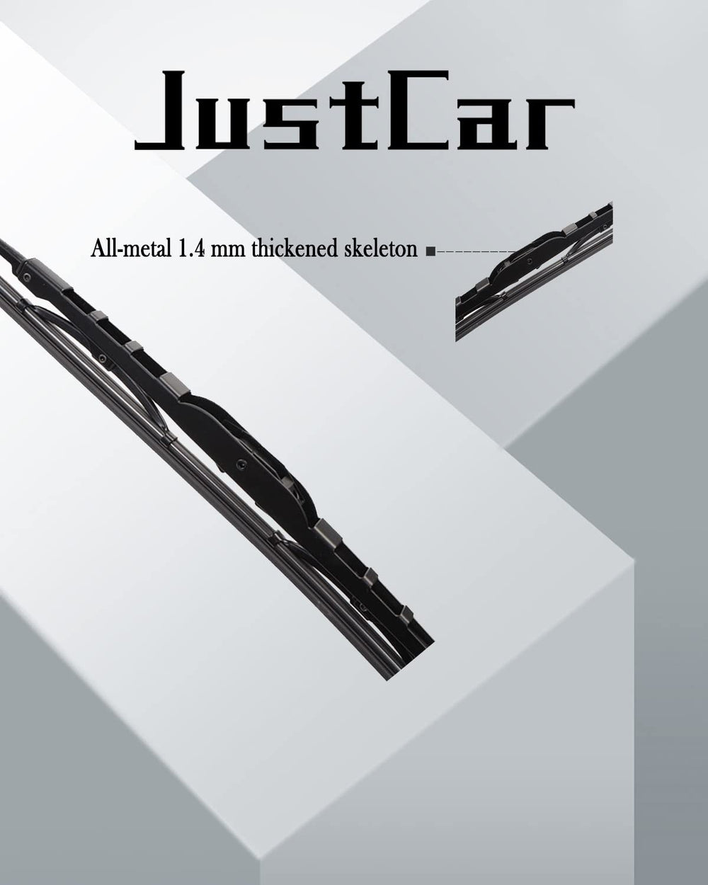 JustCar metal-frame wiper blade delivers stable, quiet wiping.