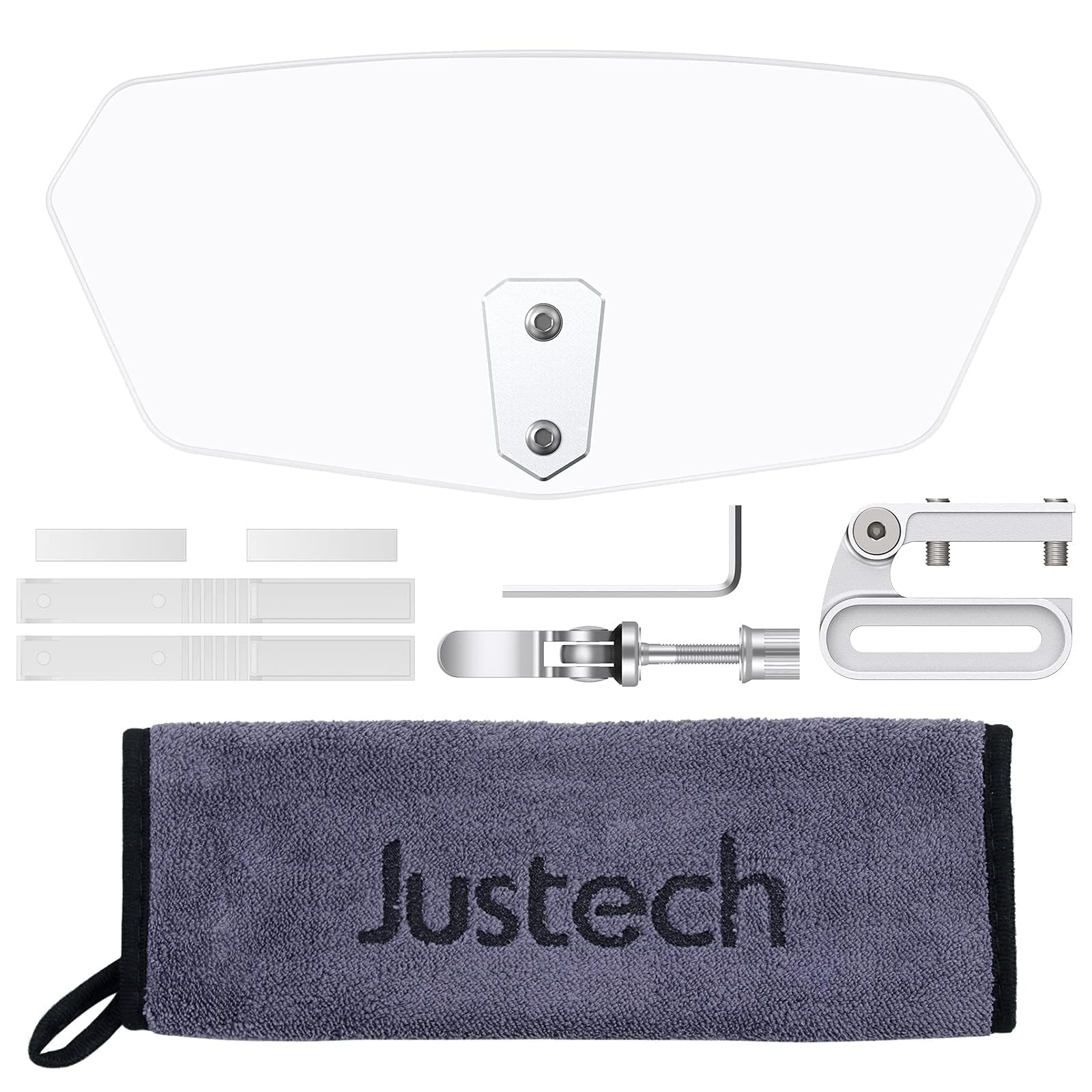 Justech sport riding setup improves visibility and comfort during fast rides.
