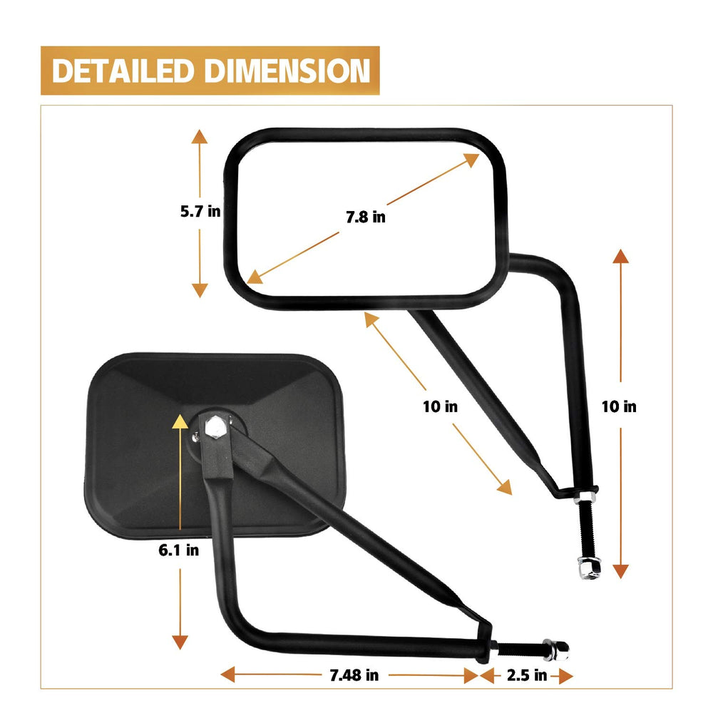 JUSTTOP mirrors off 7-7-inch reflector adjustable for versatile viewing angles
