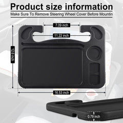 JustTop steering wheel tray with tablet holder for hands-free viewing.