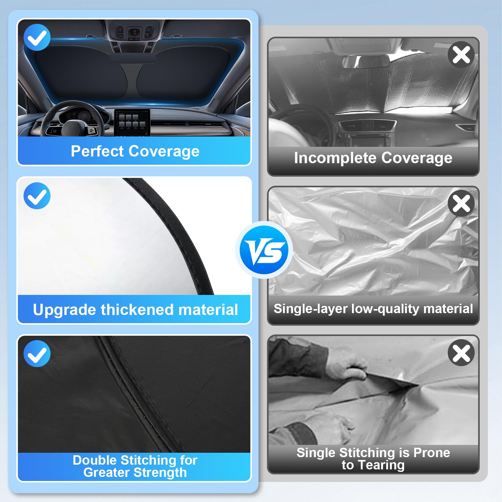 JUSTTOP Windshield sunshade with storage bag keeps car tidy.