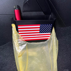 JVMA center console organizer side hooks for hanging bags and trash.