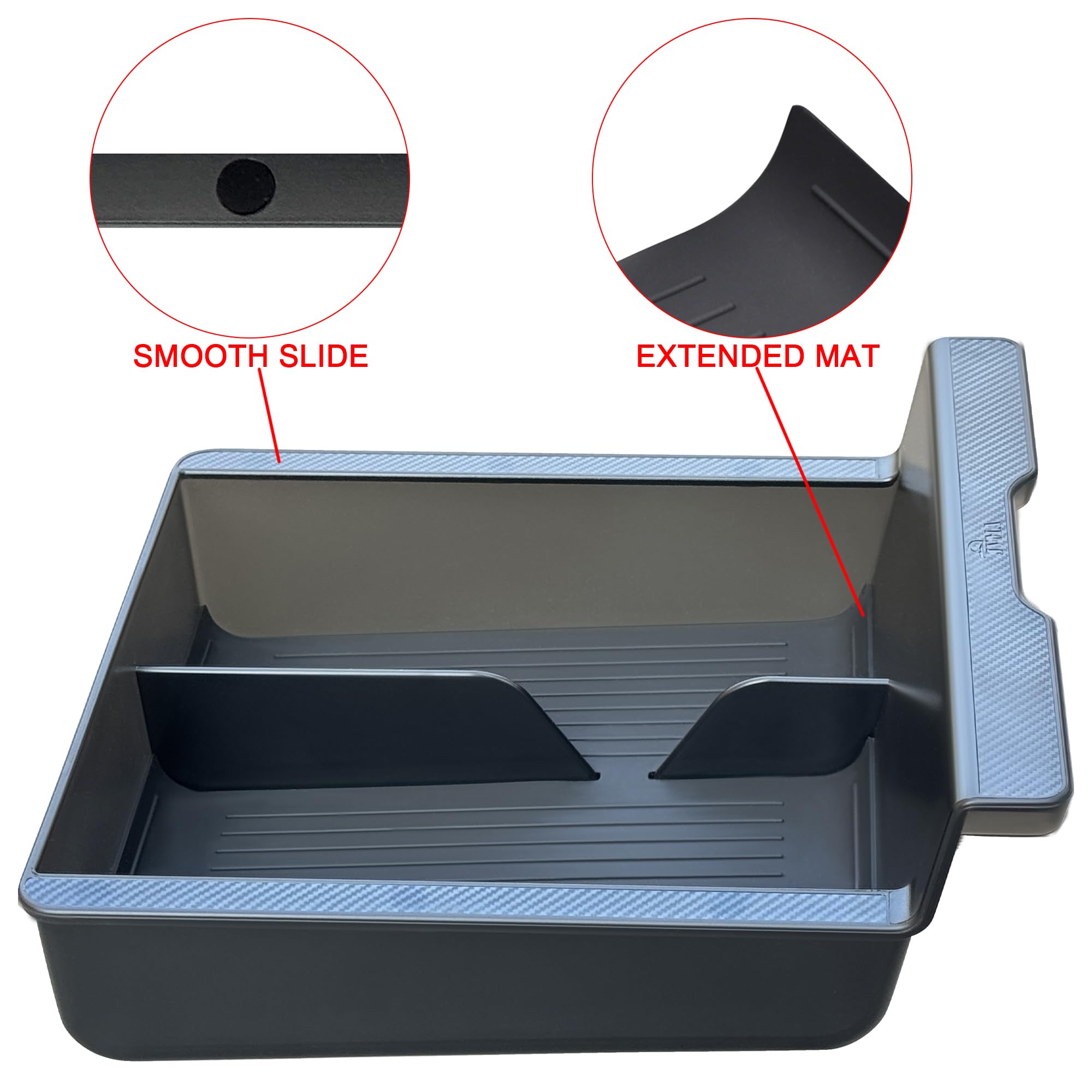 JVMA curved middle partition eases pushing and grabbing items.