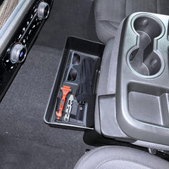 JWSIROU large-capacity hanging tray for Silverado 1500; expands under-armrest storage.