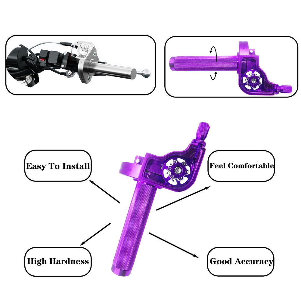 JXPANG purple dirt bike throttle grip ideal for 50cc to 125cc models.