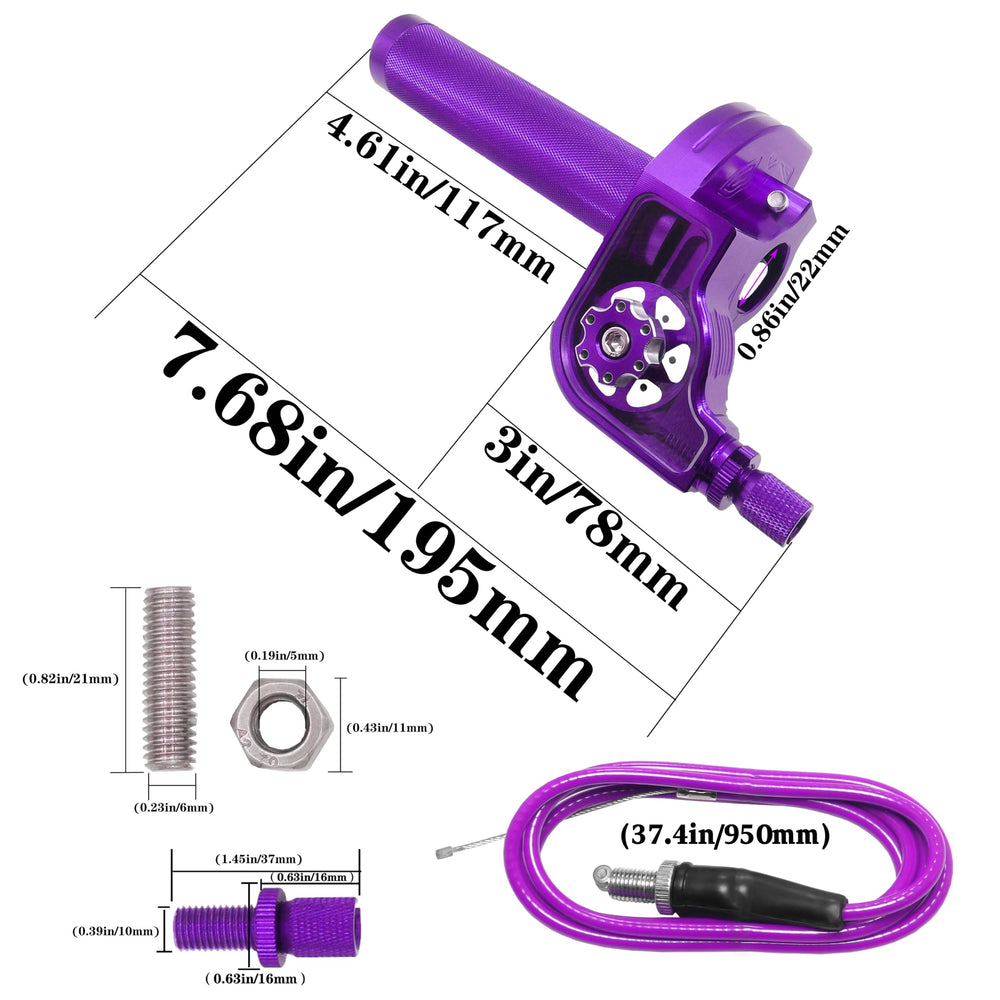 JXPANG durable rubber grip on aluminum throttle for long-lasting comfort