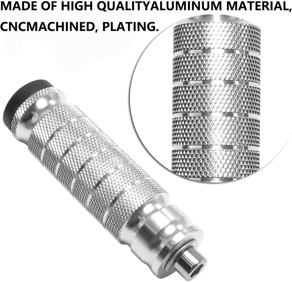JXPANG aluminum foot pegs in silver finish for durability and style