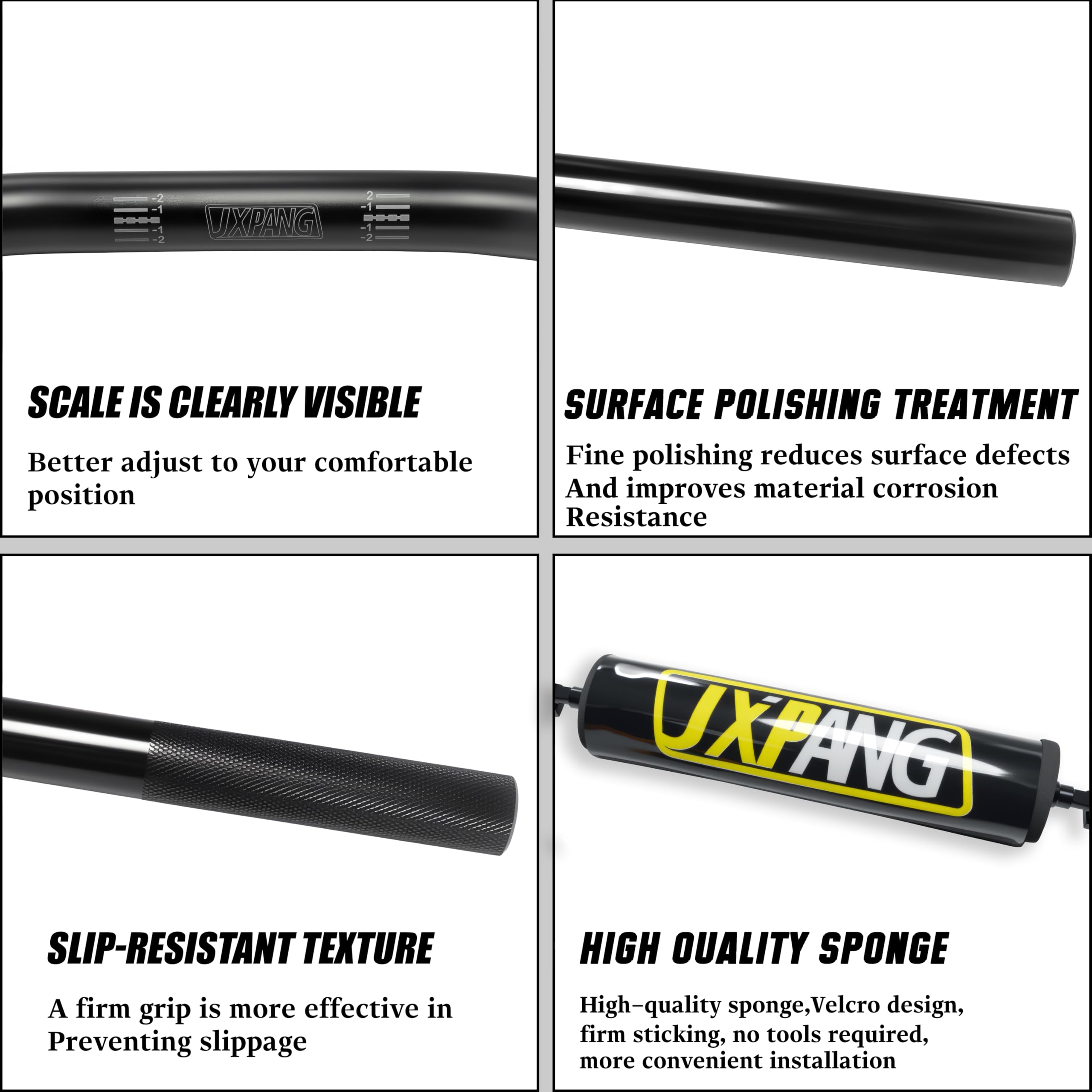 JXPANG anodized coating close-up highlighting corrosion resistance on handlebars.