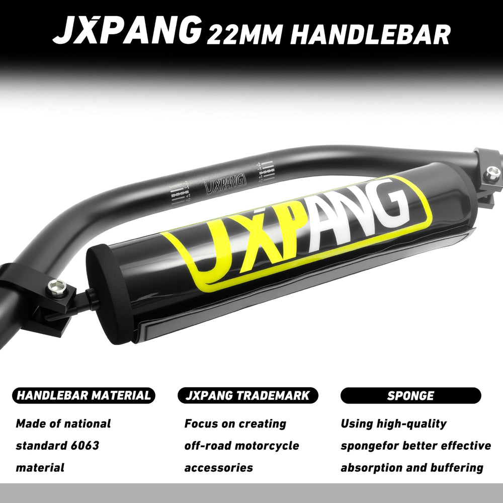JXPANG cross-bar clamps and hardware for secure dirt bike mounting.
