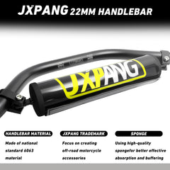 JXPANG cross-bar clamps and hardware for secure dirt bike mounting.