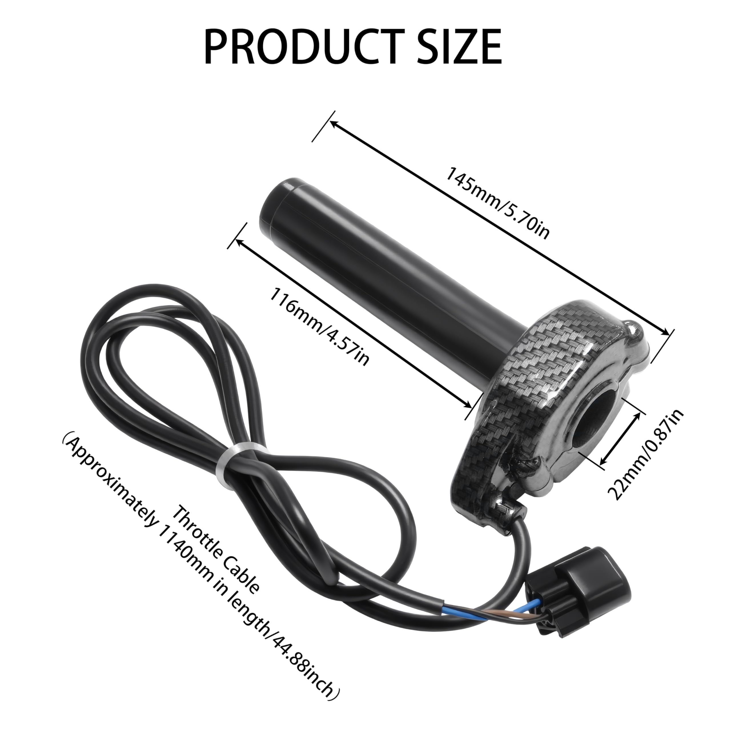 JXPANG kit contents: throttle handle, cable, bearing, and ties