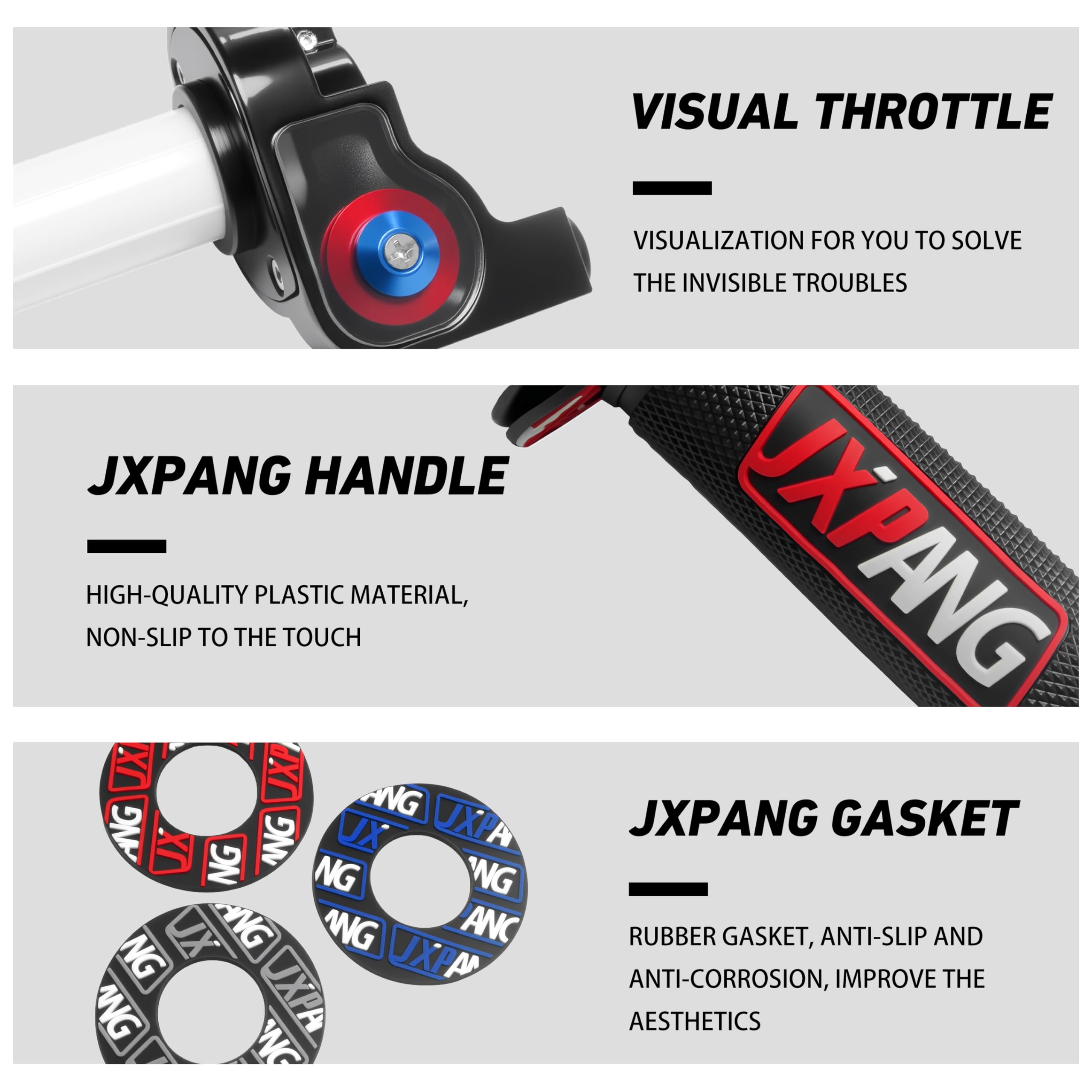 JXPANG see-through throttle cable box shows cable path for easy install.