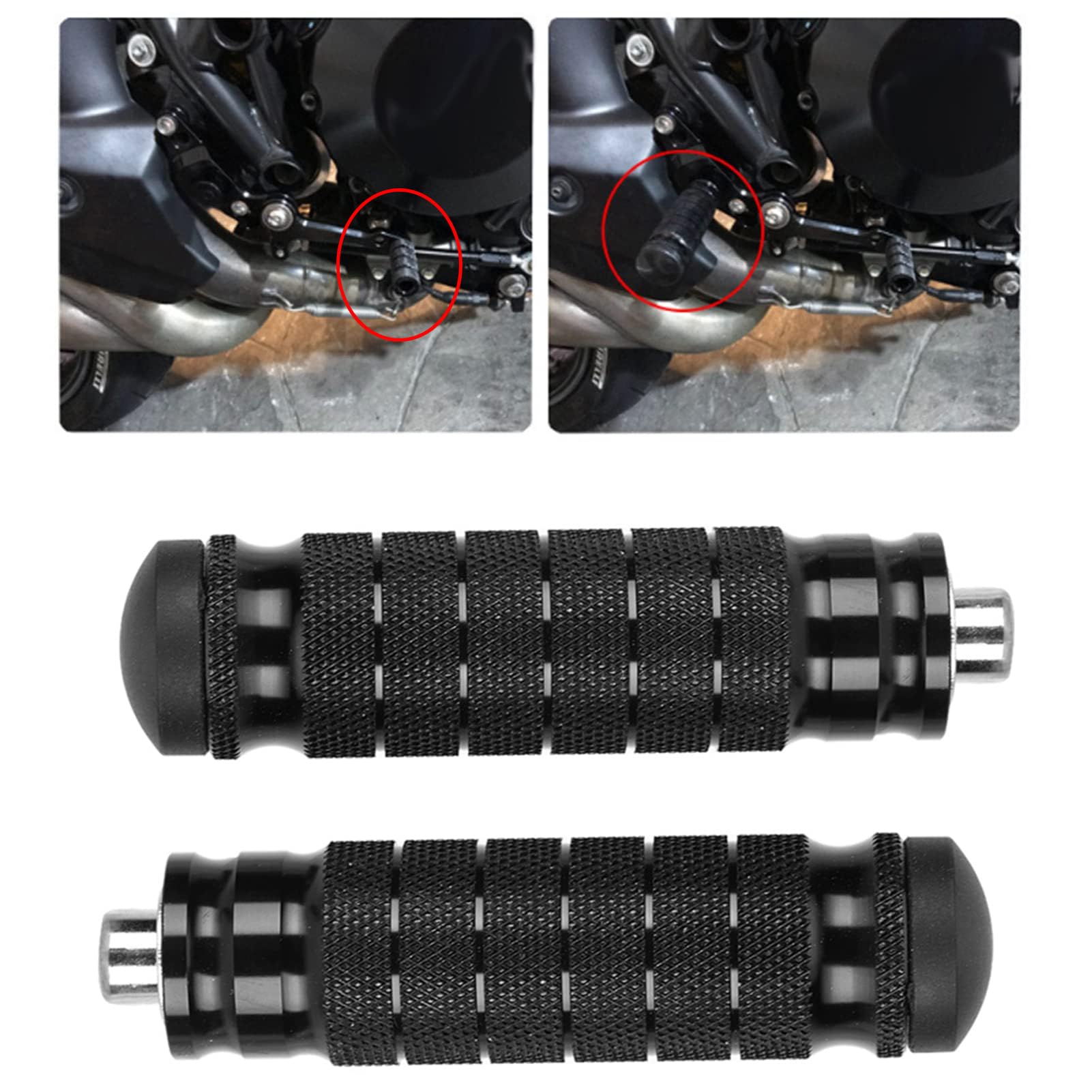 JXPANG universal 8mm foot pegs side view showing knurled grip